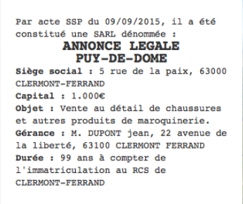 annonce legale puys de dome